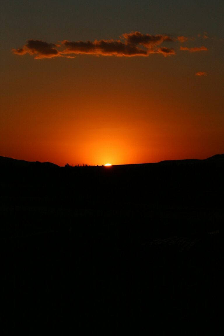 silhouette of mountain during sunset