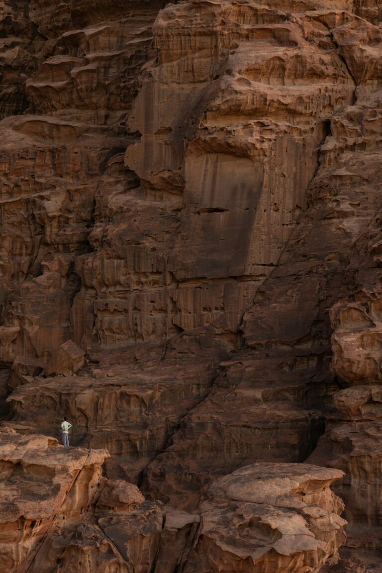Amongst spectacular sandstone rock formations, Hisma Desert – NEOM, Saudi Arabia | The NEOM Nature Reserve region is...