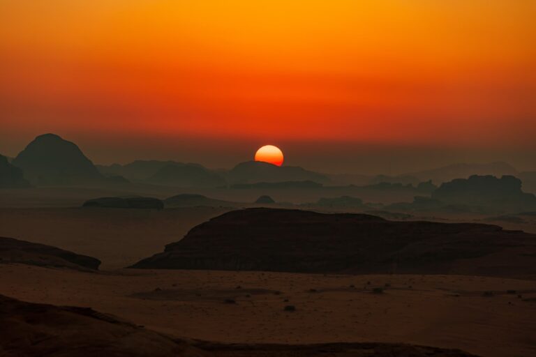 Sunset across the coastal lowlands granitic sand plains, Nature Reserve – NEOM, Saudi Arabia | The NEOM Nature Reserve...