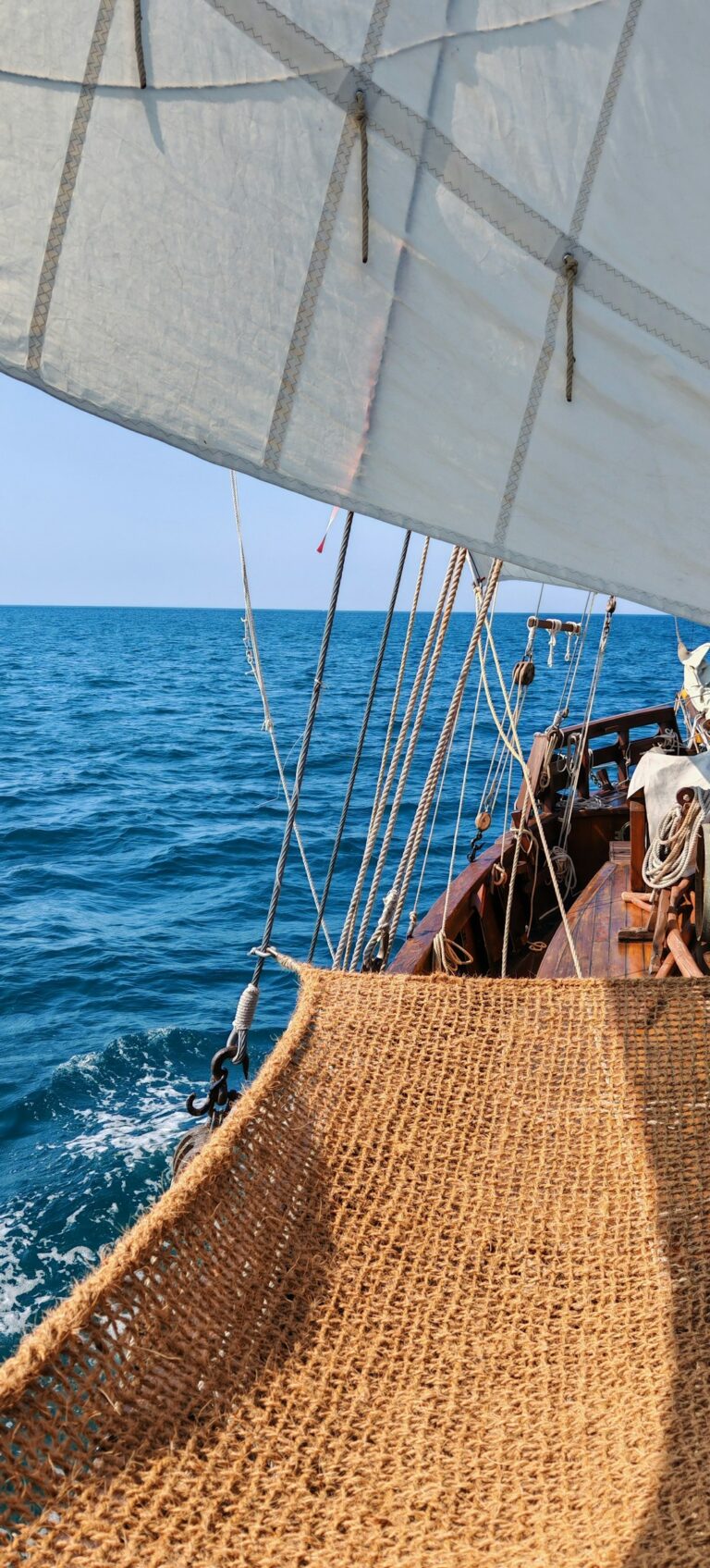 Sailing on a calm blue ocean under a clear sky