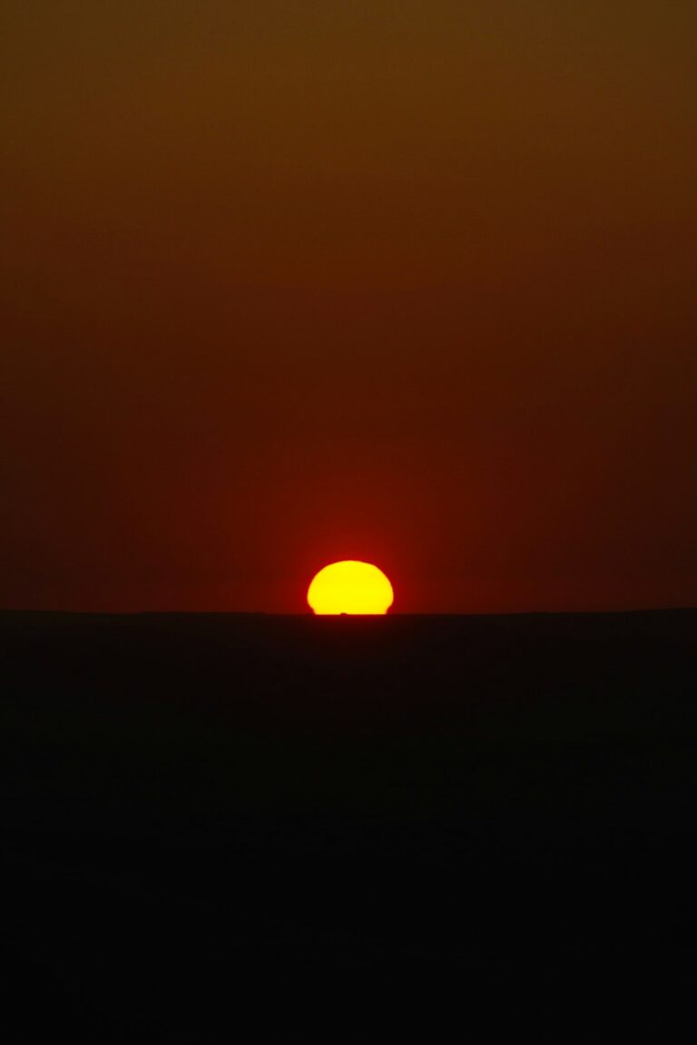 The sun is setting over the horizon of the horizon